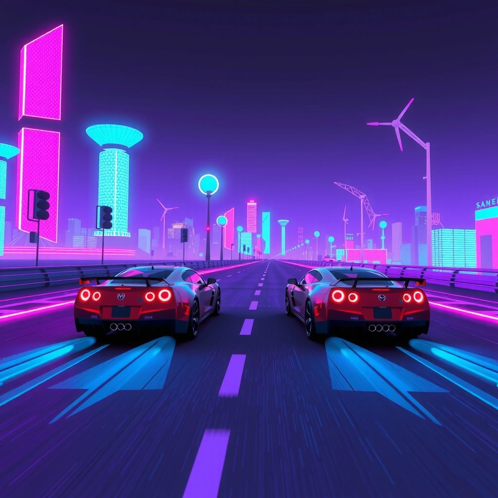 Cyberpunk racing mobile game